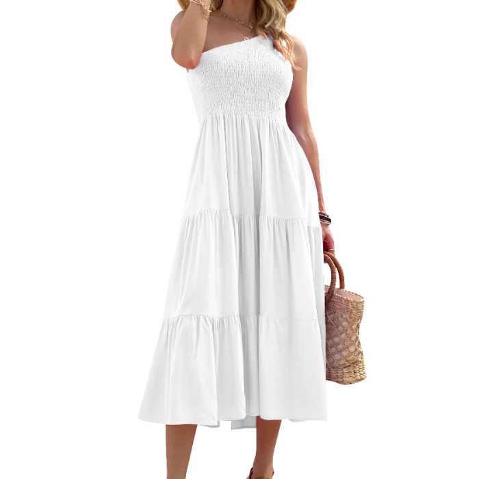 Stylish and Elegant One-Shoulder Off-Shoulder Slim Bohemian Party Wedding Guest Dress