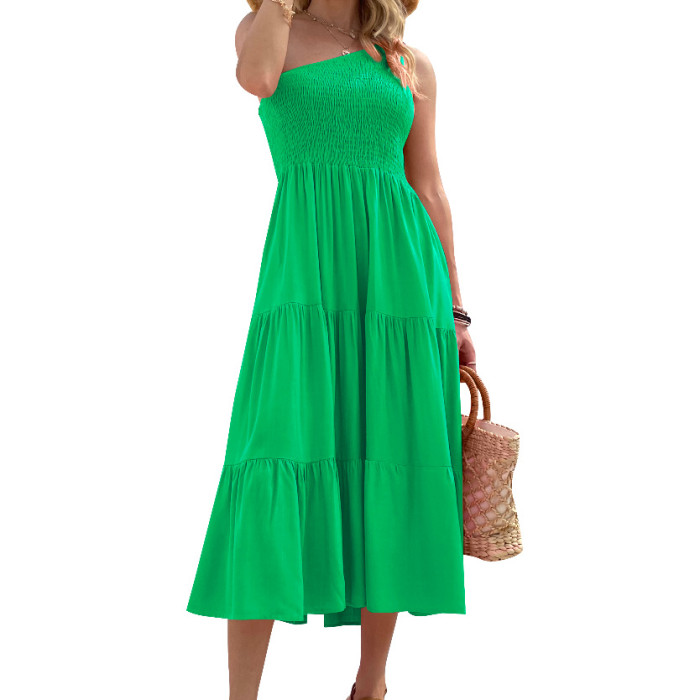 Stylish and Elegant One-Shoulder Off-Shoulder Slim Bohemian Party Wedding Guest Dress