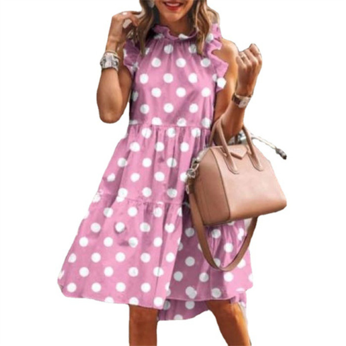 Sexy Sleeveless Floral Print Ruffle Loose Bohemian Casual Dress