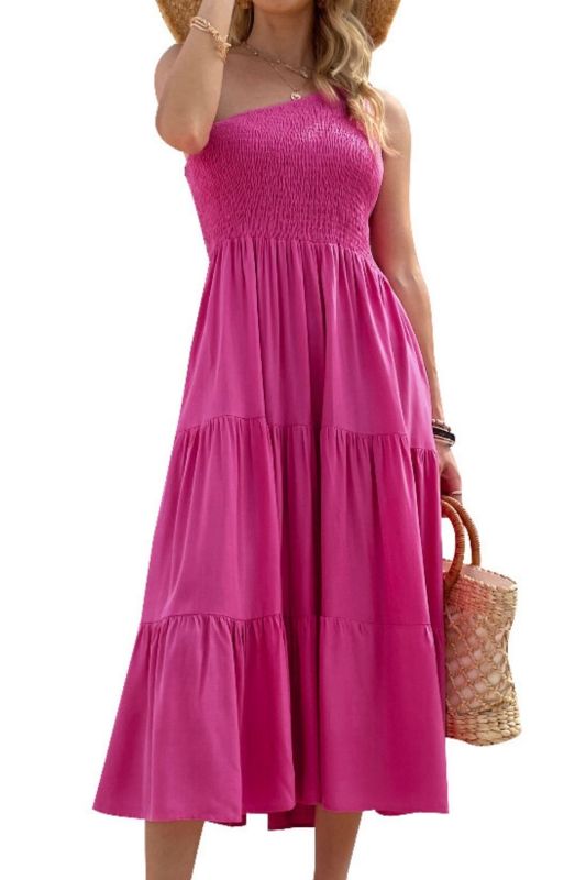 Stylish and Elegant One-Shoulder Off-Shoulder Slim Bohemian Party Wedding Guest Dress