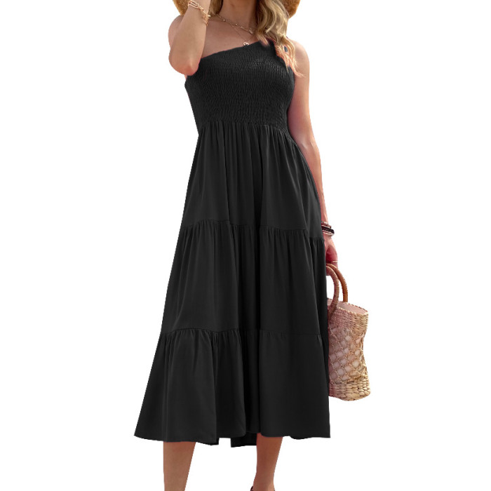 Stylish and Elegant One-Shoulder Off-Shoulder Slim Bohemian Party Wedding Guest Dress