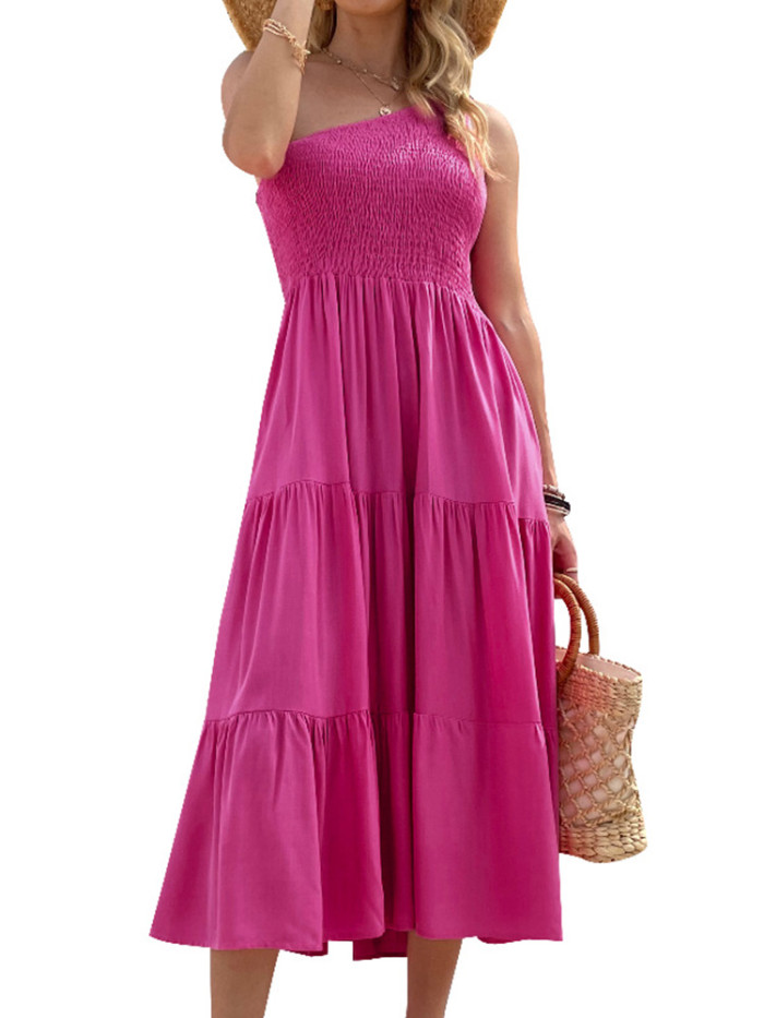Stylish and Elegant One-Shoulder Off-Shoulder Slim Bohemian Party Wedding Guest Dress