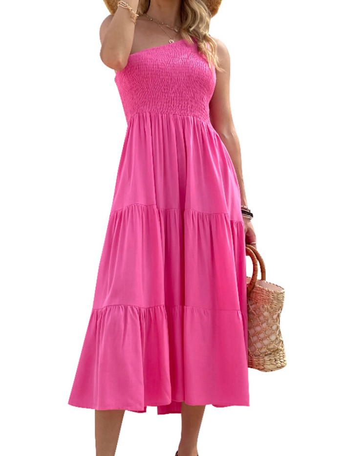 Stylish and Elegant One-Shoulder Off-Shoulder Slim Bohemian Party Wedding Guest Dress