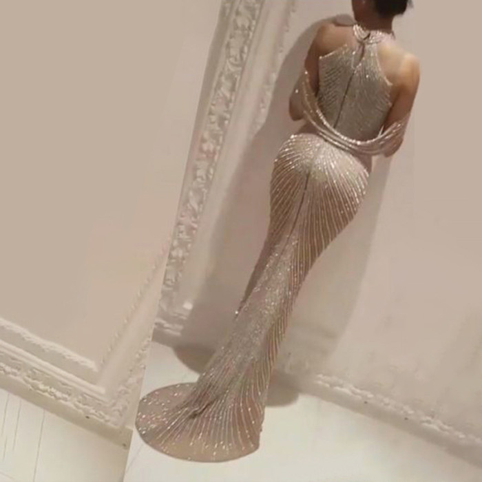 Elegant Off Shoulder Gilding Sexy Slit Evening Dresses