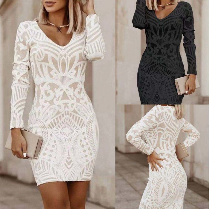 New Style Medium Length Stitching Slim Fit Dress