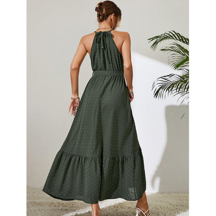 Stylish Halterneck Casual Sleeveless Maxi Dress