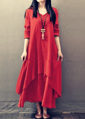 Elegant Fashion Casual Cotton And Linen Maxi Dress