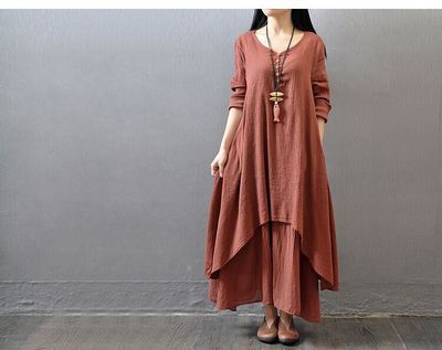 Elegant Fashion Casual Cotton And Linen Maxi Dress