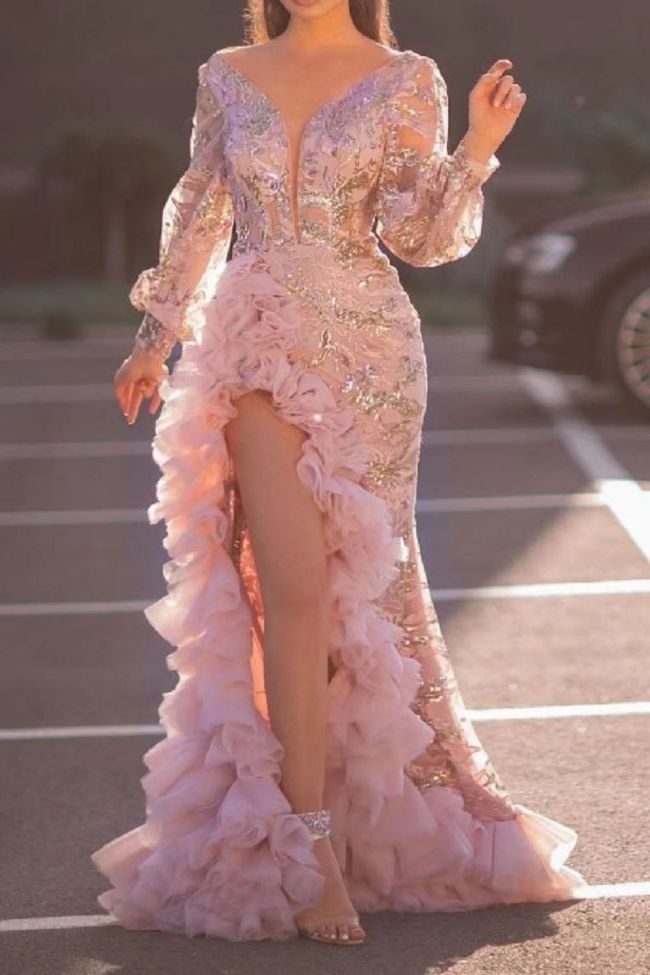 Trendy A-Line Sexy Party Puff Sleeve Evening Wedding Guest Dress