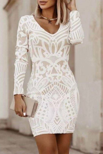 New Style Medium Length Stitching Slim Fit Dress