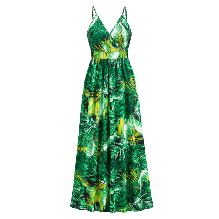 New Bohemian Print Sexy V-neck Slip Dress