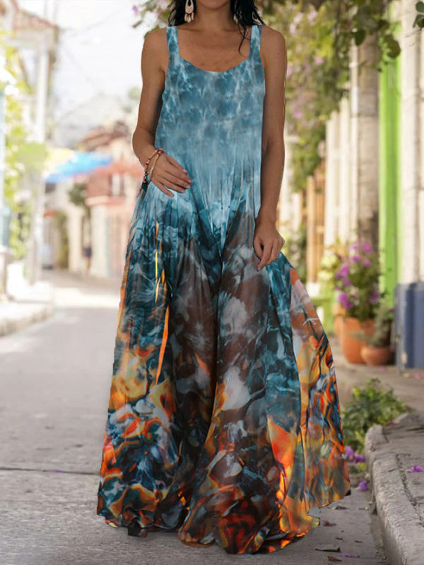Beach Bohemian Sleeveless Plus Size Maxi Dress