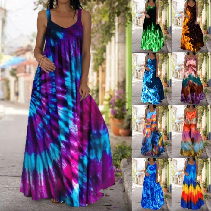 Beach Bohemian Sleeveless Plus Size Maxi Dress