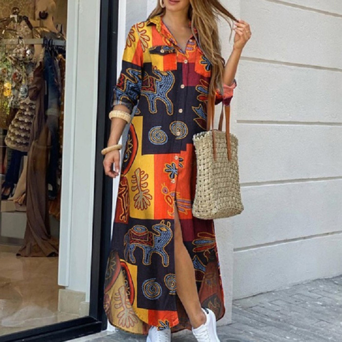 Boho Casual Female Long Sleeve Fashion Dress
