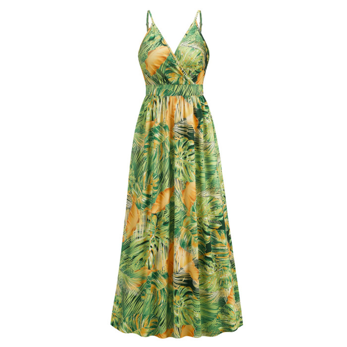 New Bohemian Print Sexy V-neck Slip Dress