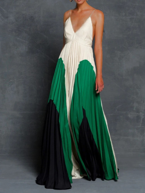 Fashion Elegant Sling Sleeveless Deep V Off Shoulder Maxi Dress