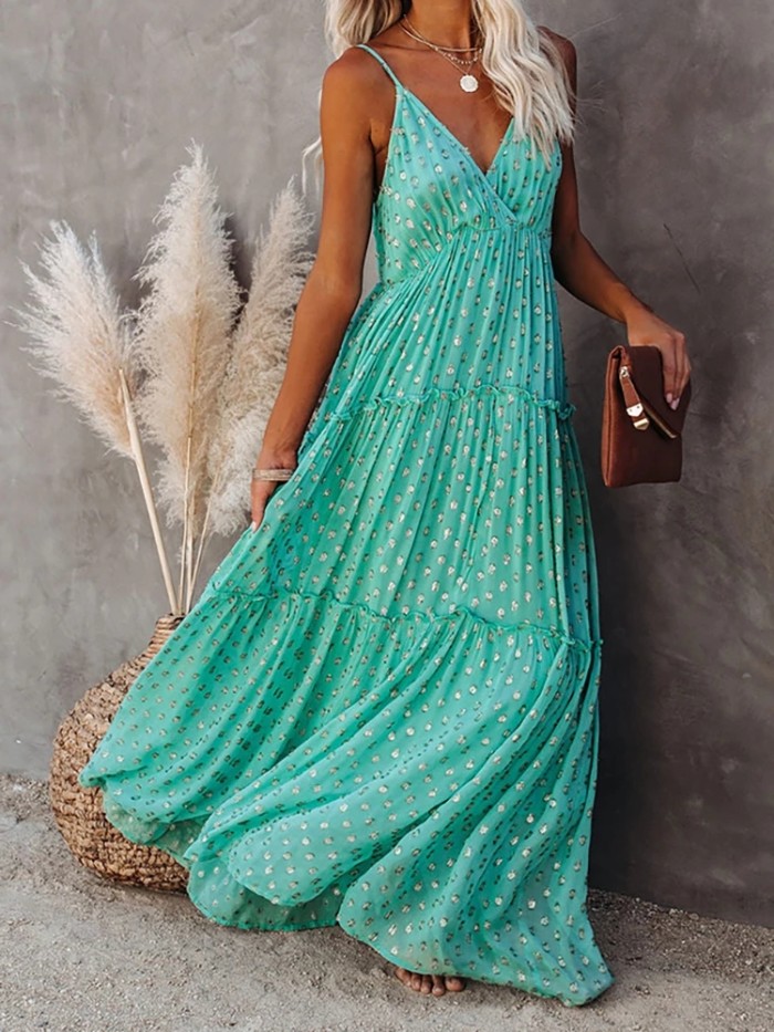 Fashion Casual Beach Sundress Chic Printed Bohemian Maxi Dress