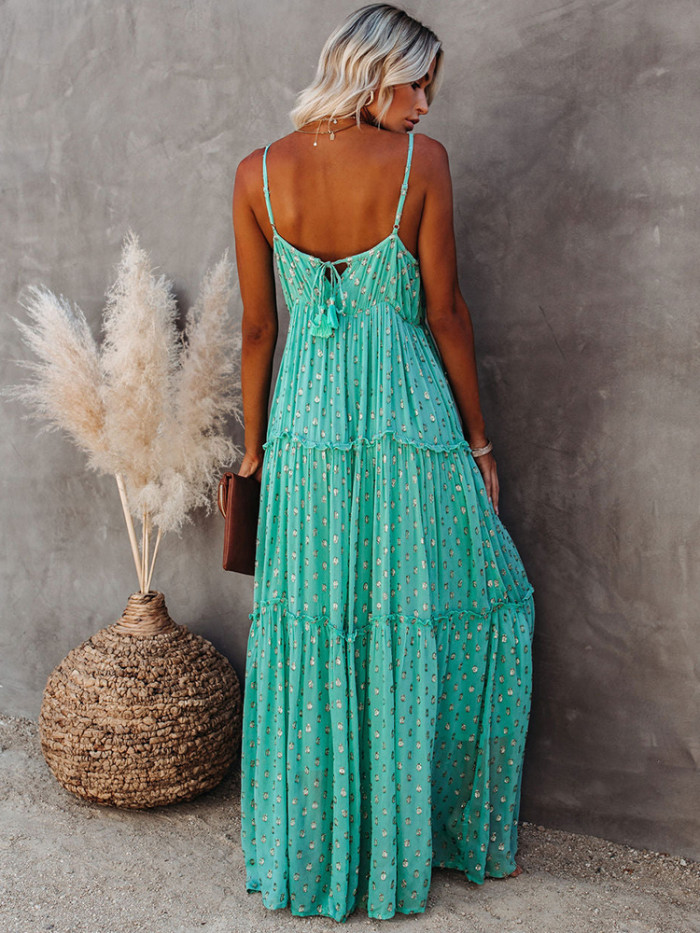 Fashion Casual Beach Sundress Chic Printed Bohemian Maxi Dress