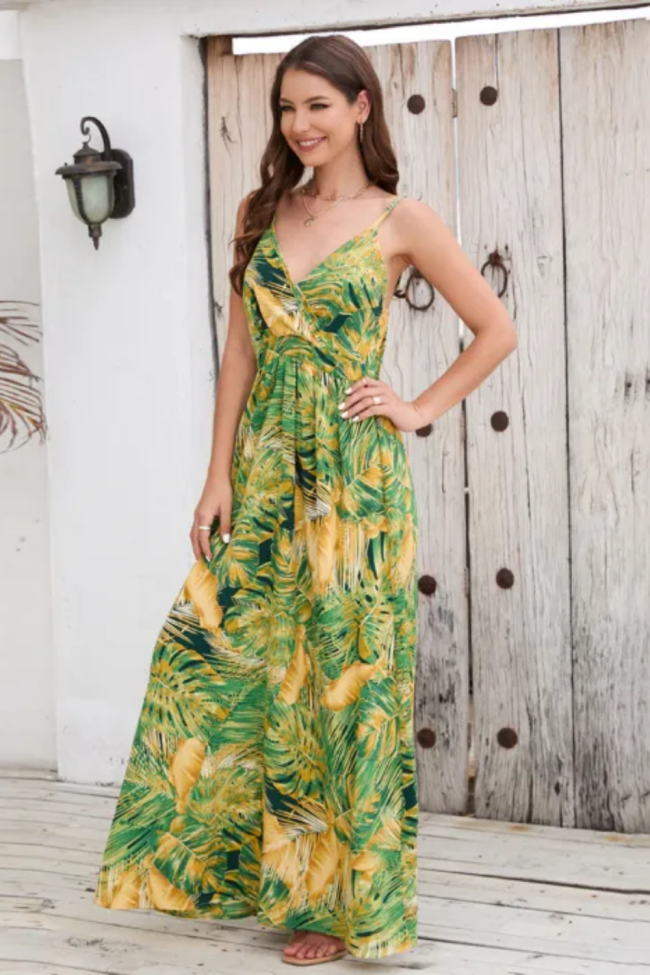 New Bohemian Print Sexy V-neck Slip Dress