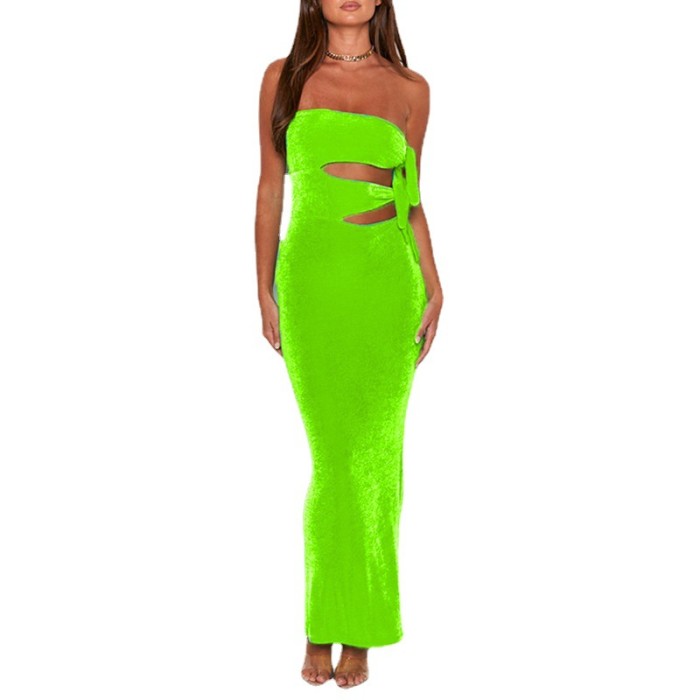 Fashion Barrel Neck Sexy Casual Solid Color Backless Sleeveless Wedding Guest Dress