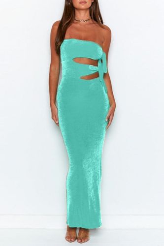 Fashion Barrel Neck Sexy Casual Solid Color Backless Sleeveless Wedding Guest Dress