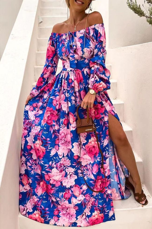 Bohemian Holiday Off-Line Swing Fashion Print Dress