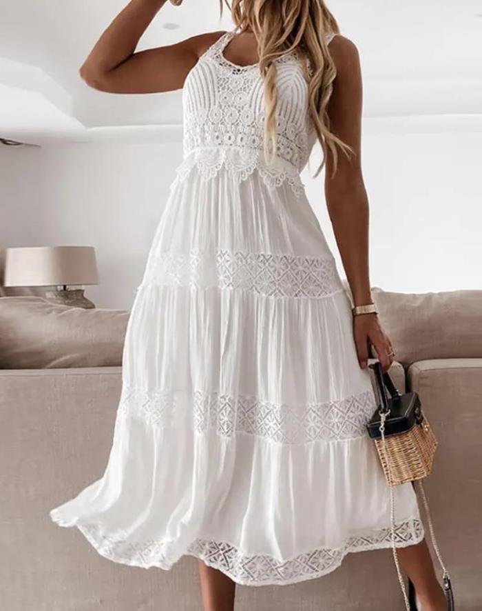 Elegant Fashion Romantic Lace V-Neck Sleeveless Casual Maxi Dress