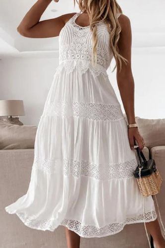 Elegant Fashion Romantic Lace V-Neck Sleeveless Casual Maxi Dress