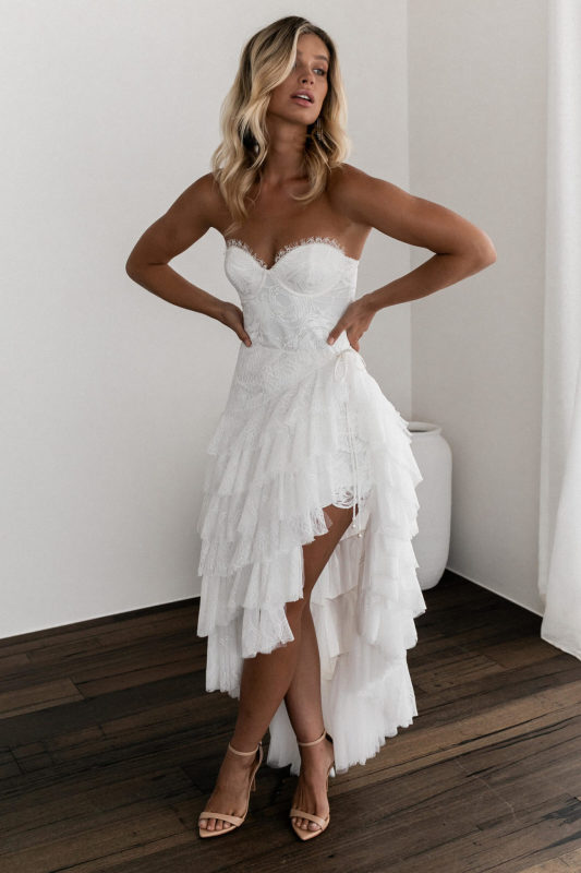 Fashion Asymmetric Sleeveless Lace Party Sexy Wedding Guest Dress