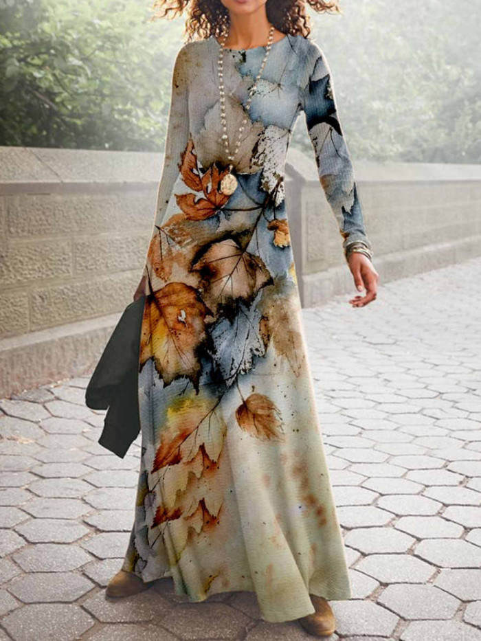 Vintage Ethnic Print Fashion Party Sexy High Waist Maxi Dress