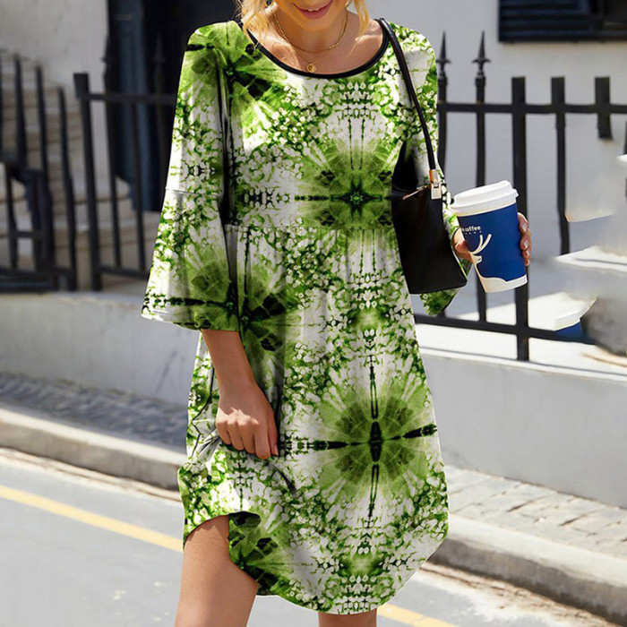 Fashion Party Boho Elegant Printed A Line Loose  Casual Dress