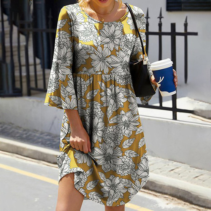Fashion Party Boho Elegant Printed A Line Loose  Casual Dress