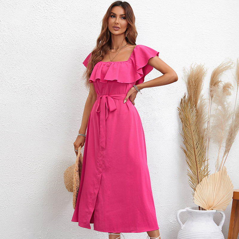 Elegant Party Sweet Girl Hem Slit A-Line Maxi Dress