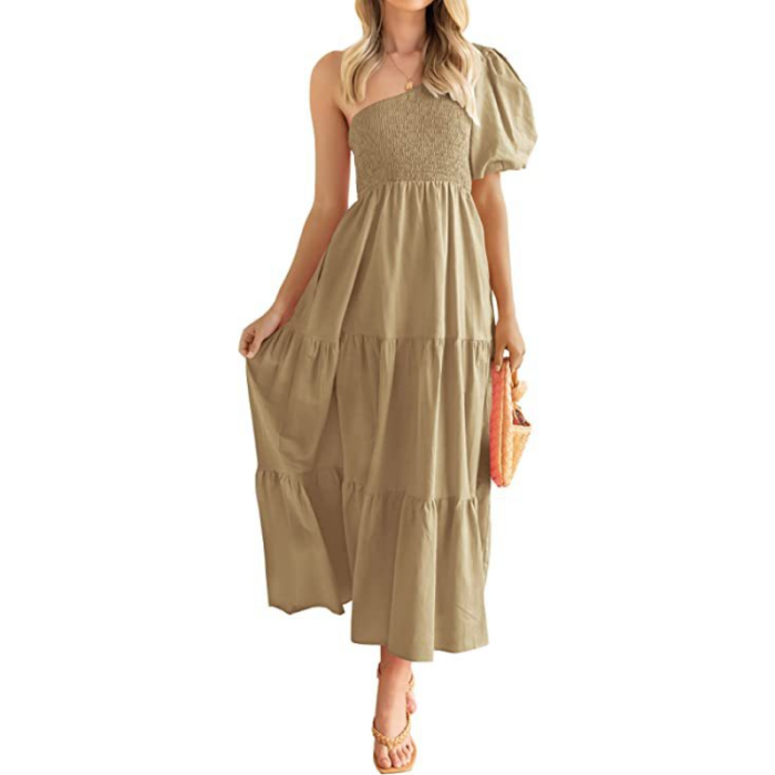 Women Off Shoulder Bubble Sleeve Party Dress