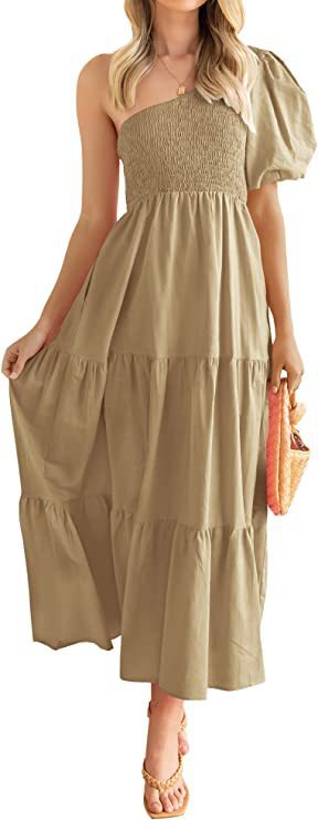 Women Off Shoulder Bubble Sleeve Party Dress