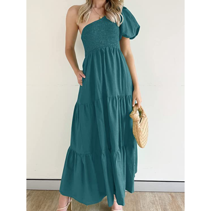 Women Off Shoulder Bubble Sleeve Party Dress