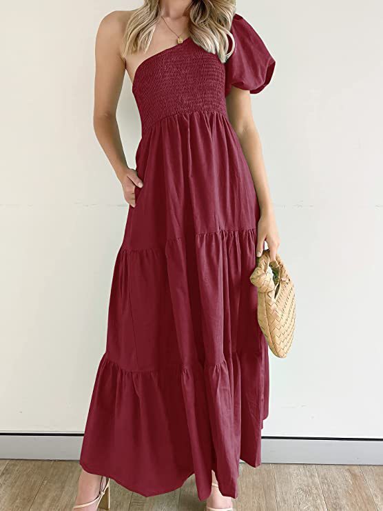 Women Off Shoulder Bubble Sleeve Party Dress