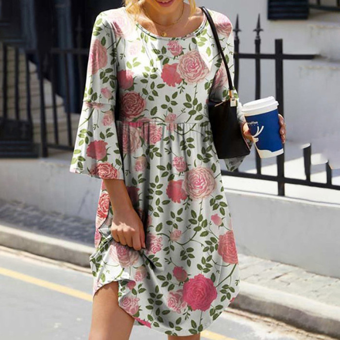 Fashion Party Boho Elegant Printed A Line Loose  Casual Dress
