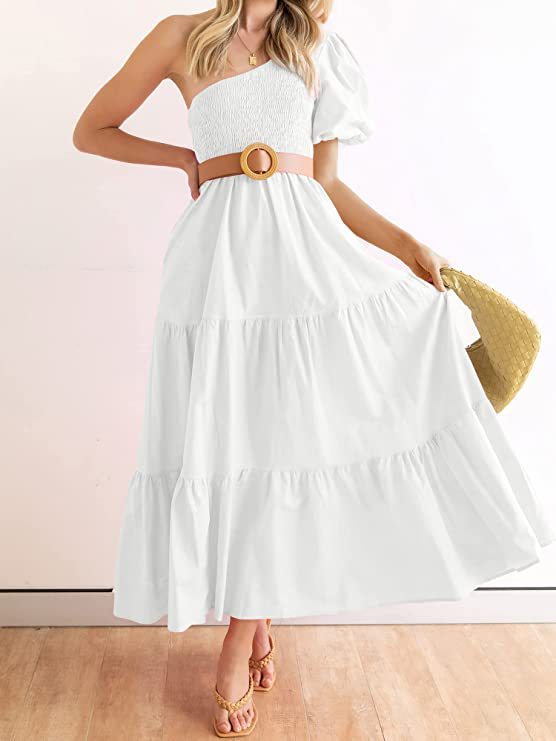 Women Off Shoulder Bubble Sleeve Party Dress