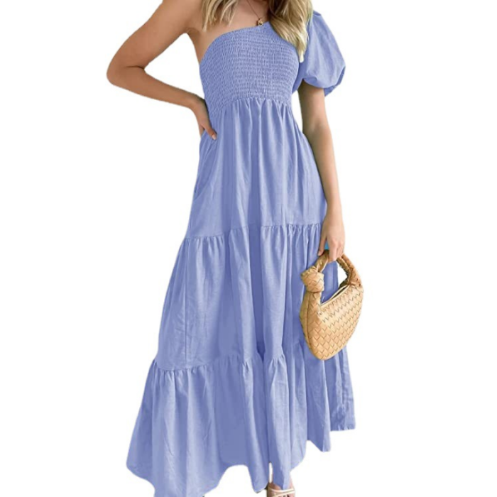 Women Off Shoulder Bubble Sleeve Party Dress