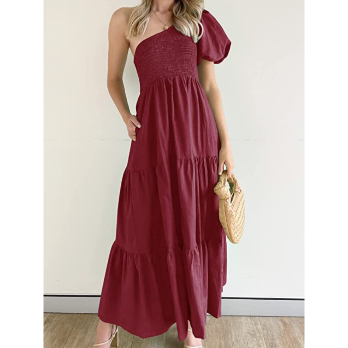 Women Off Shoulder Bubble Sleeve Party Dress