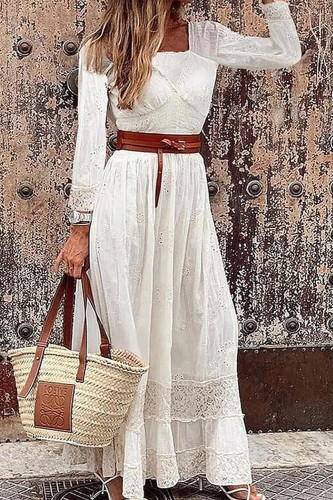 Sexy V Neck Fashion Elegant Embroidered Lace Party Maxi Dress