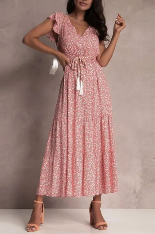 Boho V-Neck Fashion Short Sleeve Dress