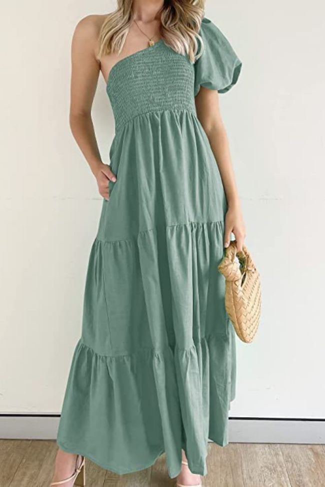 Women Off Shoulder Bubble Sleeve Party Dress