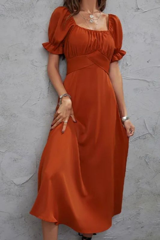 Women's Chiffon Short Sleeve Solid Color Party Casual Maxi Dress