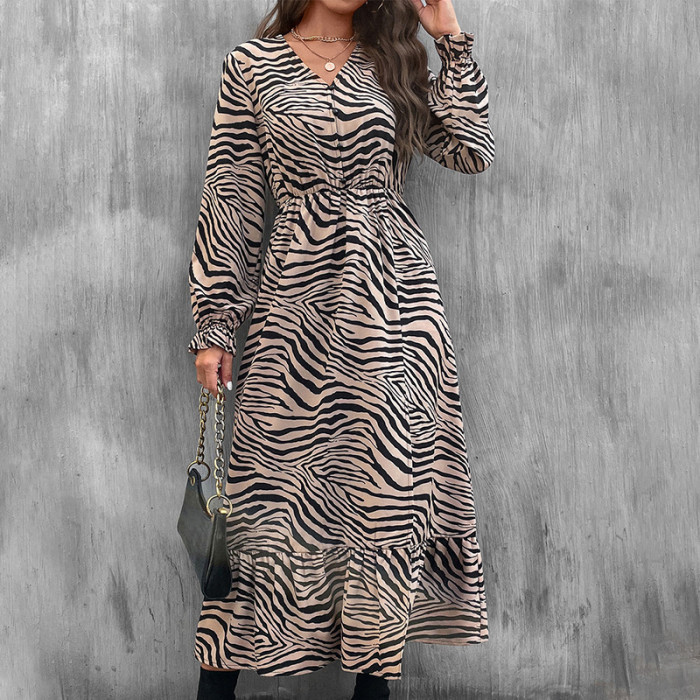 Women's Fashion Casual Elegant Horse Print Party Beach Maxi Dress