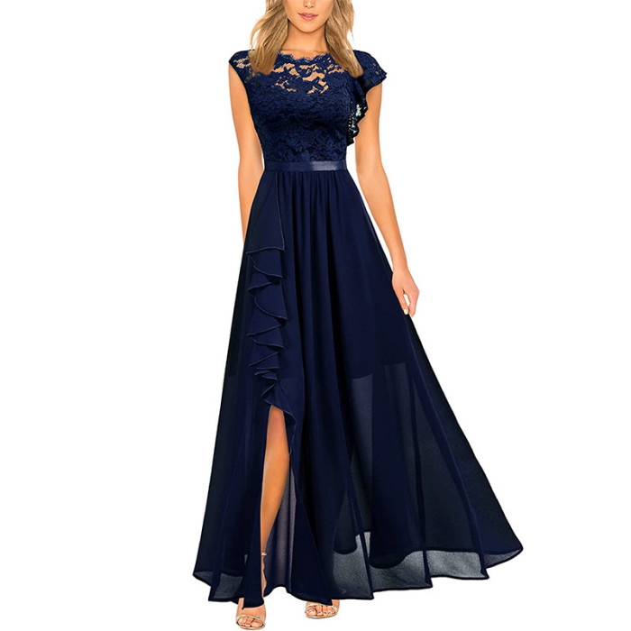 Fashion Lace Solid Color Sexy Party Prom  Wedding Guest Dress