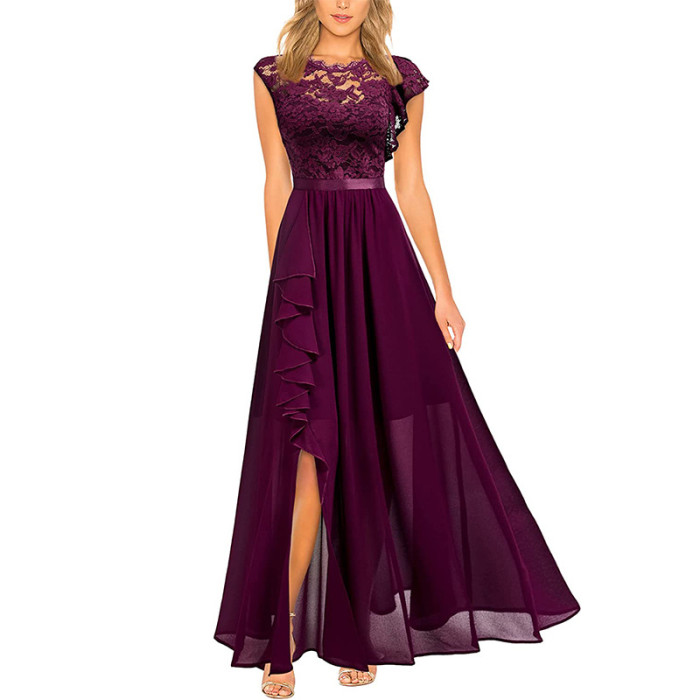 Fashion Lace Solid Color Sexy Party Prom  Wedding Guest Dress