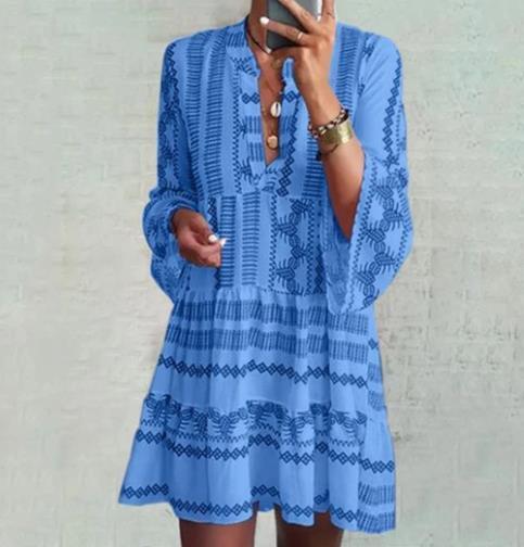 Cotton Fashion Like Bell Sleeve Shawl Sarong Beach  Casual Dress