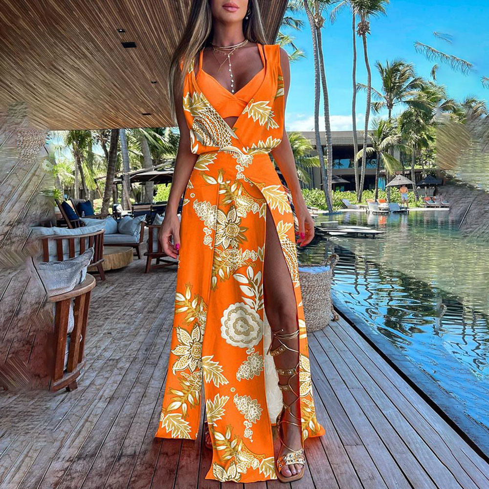 Bohemian Coachella Outfits Large Swing Sexy Dress Slit Banquet Evening Dress main image 0